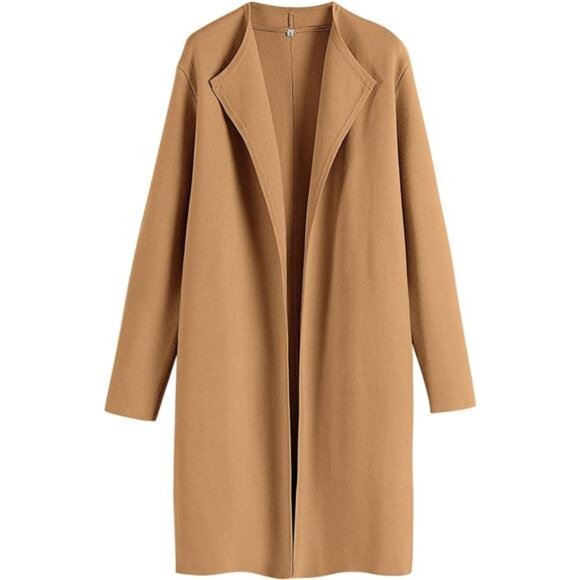 Women's Long Cardigans Sweater Blazer Jacket Coat Camel2 - Picture 1 of 7